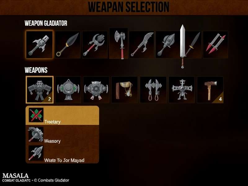 Masala Combat Gladiator Weapon Selection